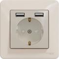 Sedna outlet with double USB charger (beige)